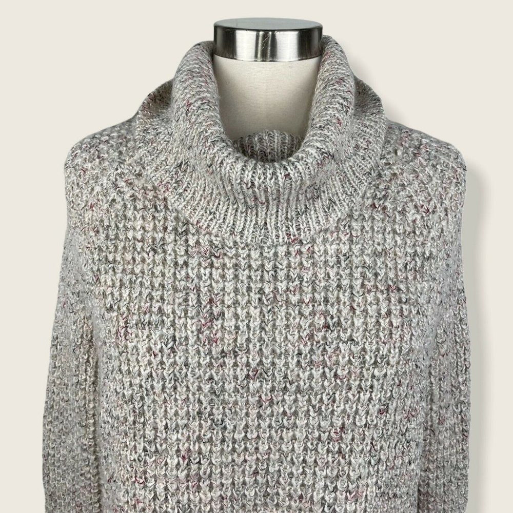 Free People Sweater XS Wool Blend Dillon Tweed Cowl Neck Oversized Waffle Knit